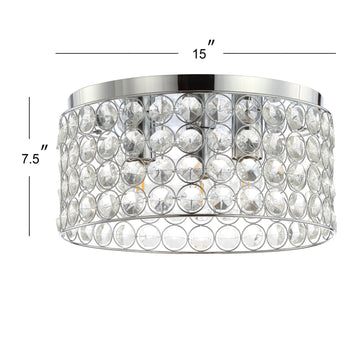 Ellen 15" Crystal/Metal LED Flush Mount - JONATHAN Y